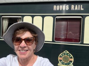 Talek in Front of Rovos Rail train