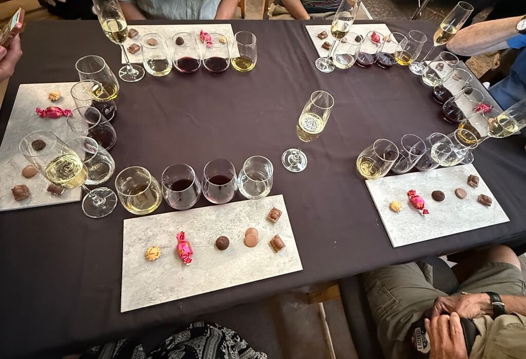 Sampling wine at the Orange River Cellars