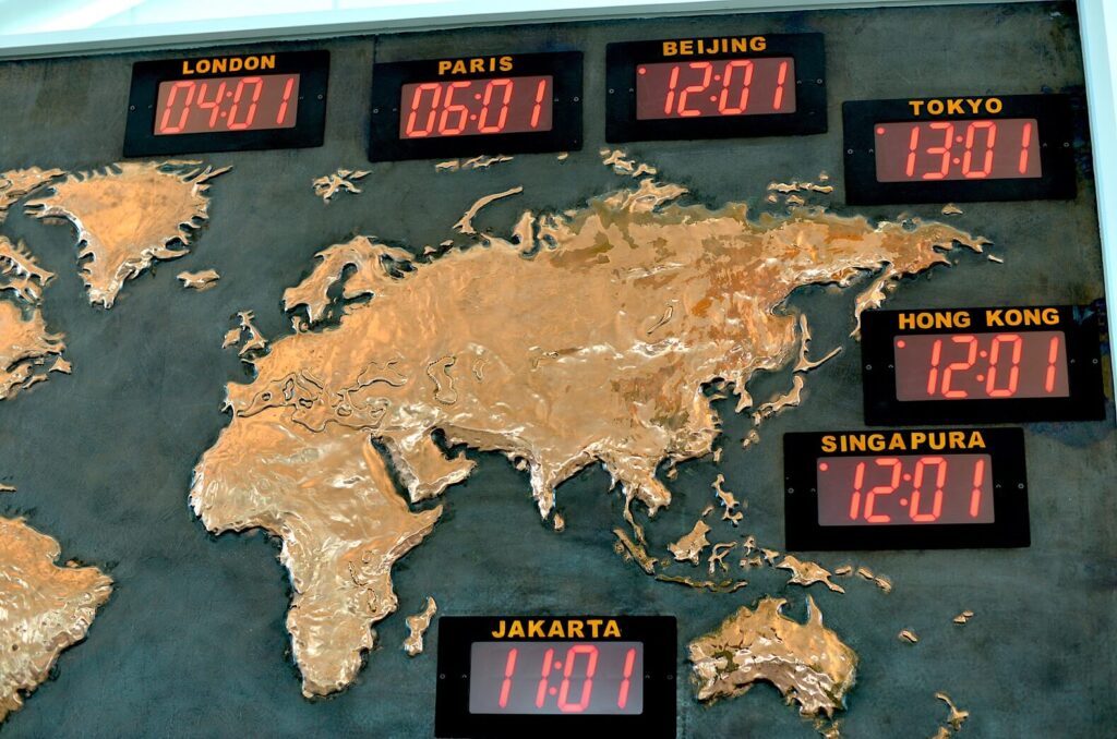 A time zone map.