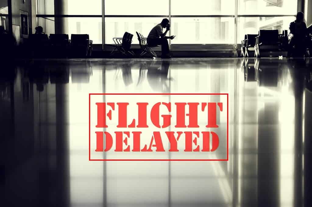 a lone person at an airport