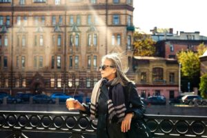 Older woman traveler in Paris